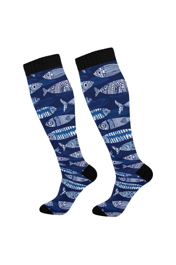 Abstract Boho Fishes Socks Women Men Knee High Sock