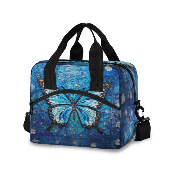 joogoo Abstract Butterfly Paint Insulated Lunch Bags Reusable Cooler Box with Shoulder Strap
