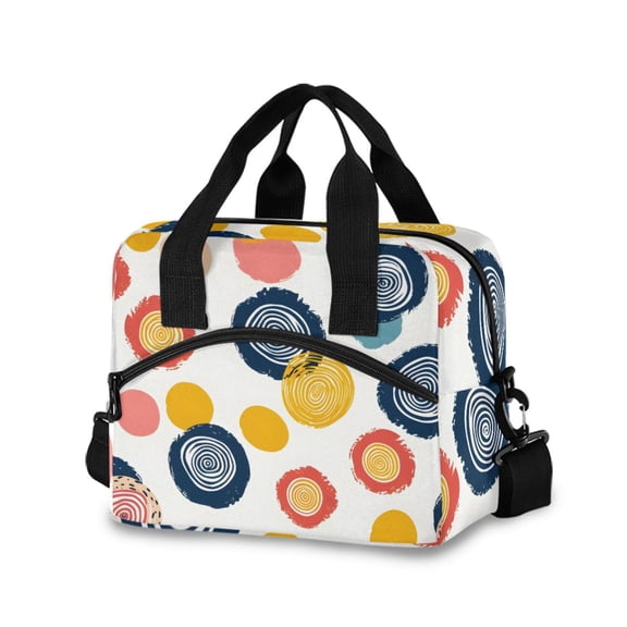 joogoo Abstract Circle Insulated Lunch Bags Reusable Cooler Box with Shoulder Strap