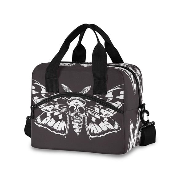 joogoo Abstract Cool Butterfly Skull Pattern Insulated Lunch Bags Reusable Cooler Box with Shoulder Strap