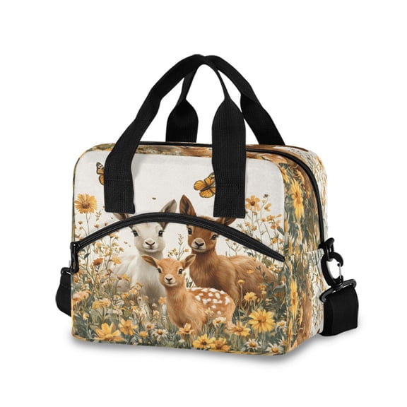 joogoo Abstract Deer Insulated Lunch Bags Reusable Cooler Box with Shoulder Strap
