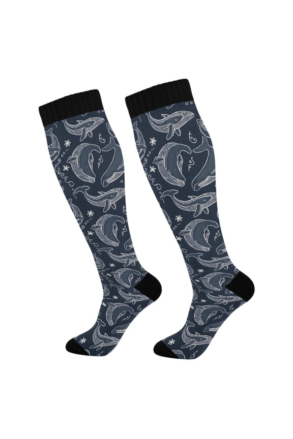Abstract Dolphins Socks Women Men Knee High Sock