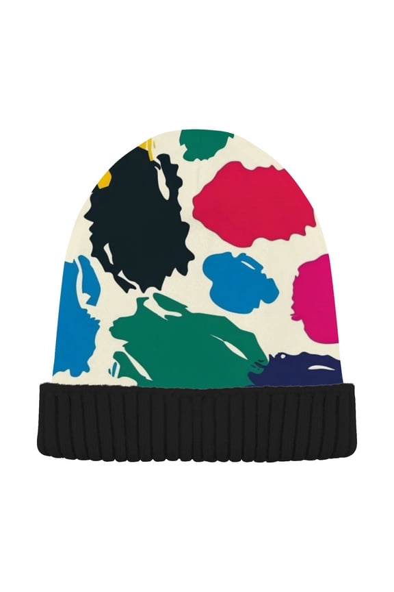 Abstract Dots Paint Beanie Hats Men Women Cuffed Skull Cap Winter Warm Knit Thick Beanies