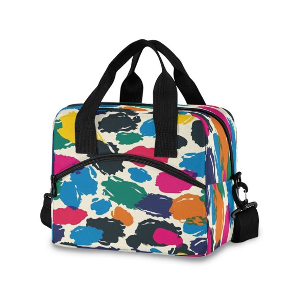 joogoo Abstract Dots Paint Insulated Lunch Bags Reusable Cooler Box with Shoulder Strap