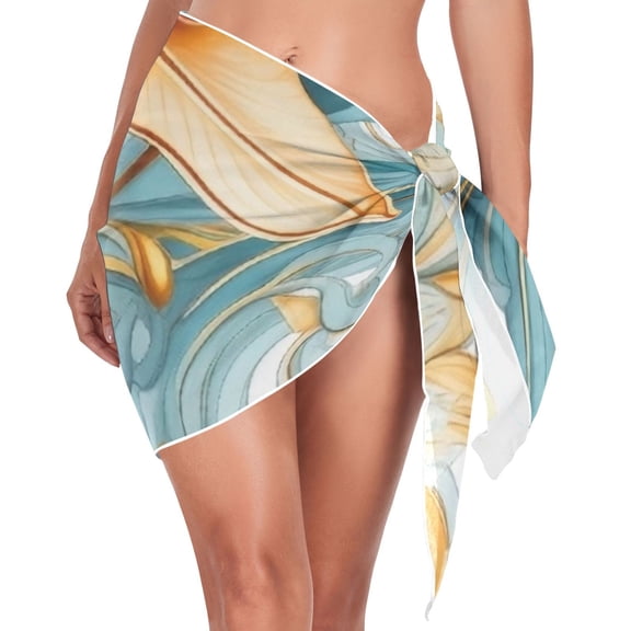 joogoo Abstract Flowers Women's Beach Sarong Bathing Suit Wrap Swimwear Cover Ups M