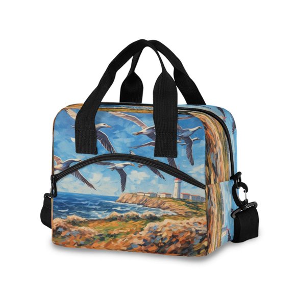 joogoo Abstract Paint Insulated Lunch Bags Reusable Cooler Box with Shoulder Strap