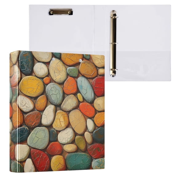 joogoo Abstract Stones Art Hardcover 3 Ring Binder 1.5" Round Rings Interior Pockets Binders Organizer 1 Pack