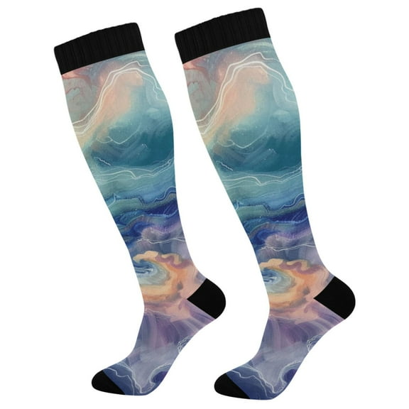 joogoo Abstract Tie Dye Socks Women Men Knee High Sock