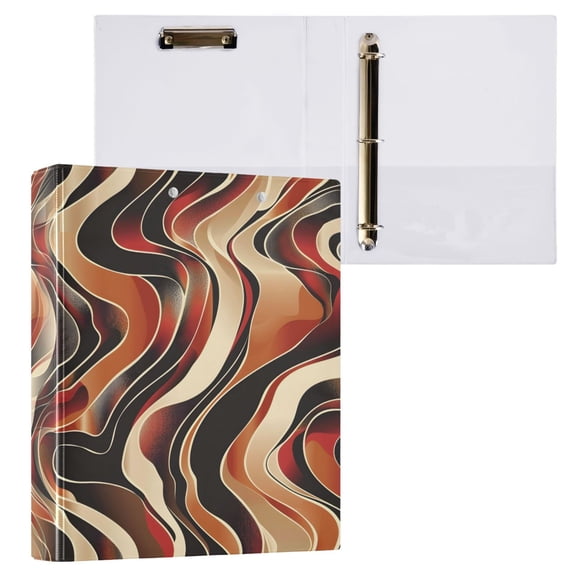 joogoo Abstract Wave Hardcover 3 Ring Binder 1.5" Round Rings Interior Pockets Binders Organizer 1 Pack