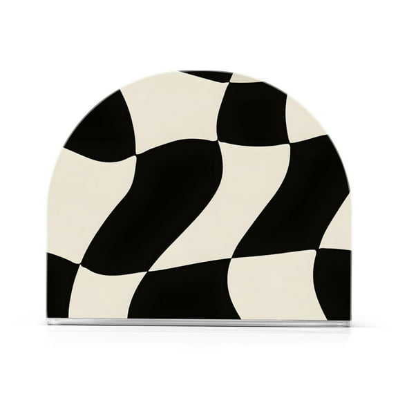 joogoo Acrylic Napkin Holder Table Kitchen Paper Tissue Organization Black and White Plaid Pattern