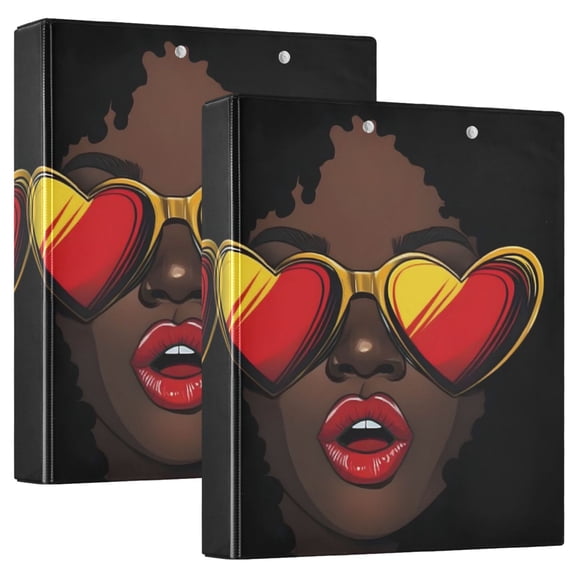 joogoo African Woman Hardcover 3 Ring Binder 1.5" Round Rings Interior Pockets Binders Organizer 2 Pack