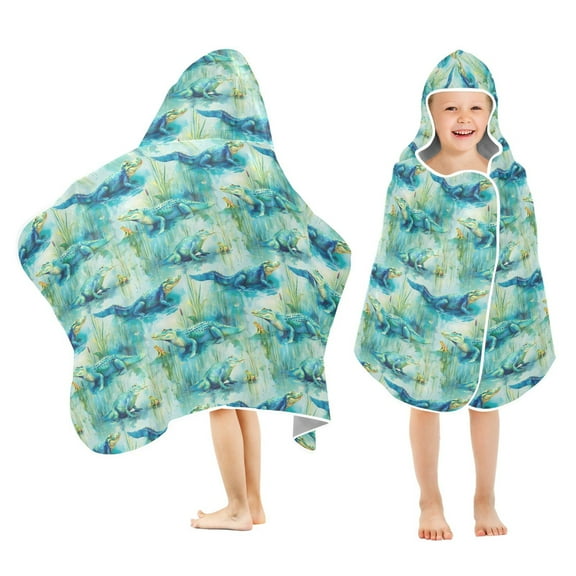joogoo Alligator Frogs Kids Hooded Beach Towel Baby Bath Towel 23.5"x50"