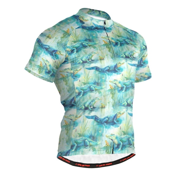 joogoo Alligator Frogs Pattern Men's Cycling Jerseys Mountain Bike Short Sleeve Tops L