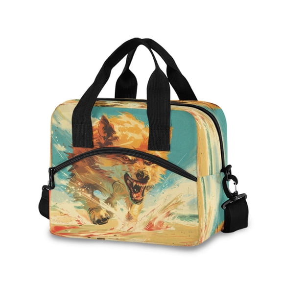 joogoo Alpha Lone Wolf Insulated Lunch Bags Reusable Cooler Box with Shoulder Strap