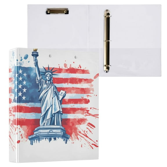 joogoo America Flag Hardcover 3 Ring Binder 1.5" Round Rings Interior Pockets Binders Organizer 1 Pack