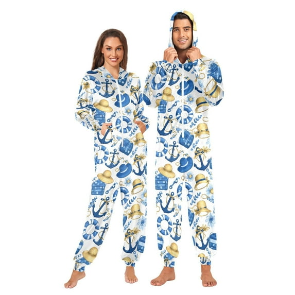 joogoo Anchor Summer Hats Unisex Adults Onesies Pajamas Jumpsuits S