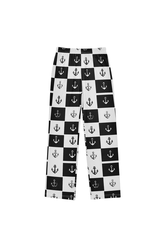 Anchors Checkered Grid Pajama Pants Pj Bottoms Sleepwear Lounge S