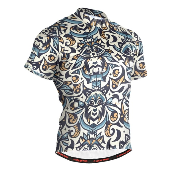 joogoo Animal Raccoon Icon Pattern Men's Cycling Jerseys Mountain Bike Short Sleeve Tops M
