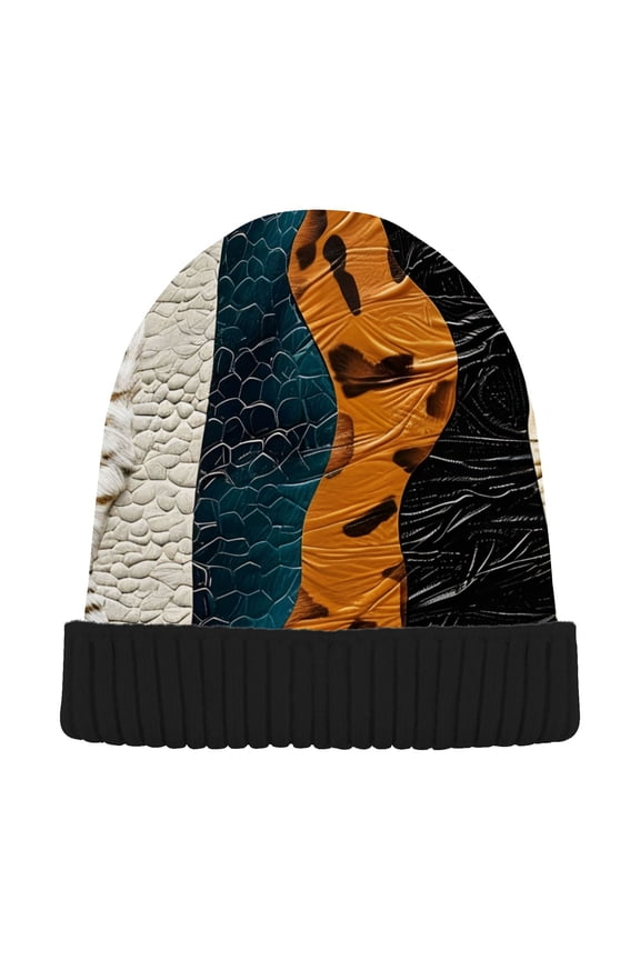 Animal Skins Pattern Beanie Hats Men Women Cuffed Skull Cap Winter Warm Knit Thick Beanies