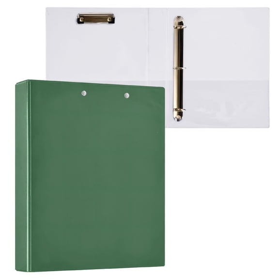 joogoo Army Green Hardcover 3 Ring Binder 1.5" Round Rings Interior Pockets Binders Organizer 1 Pack