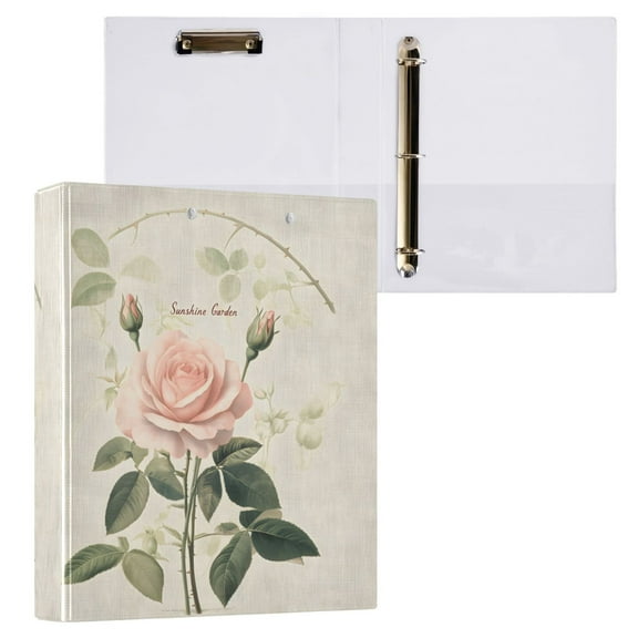 joogoo Art Blossom Rose Flower Hardcover 3 Ring Binder 1.5" Round Rings Interior Pockets Binders Organizer 1 Pack