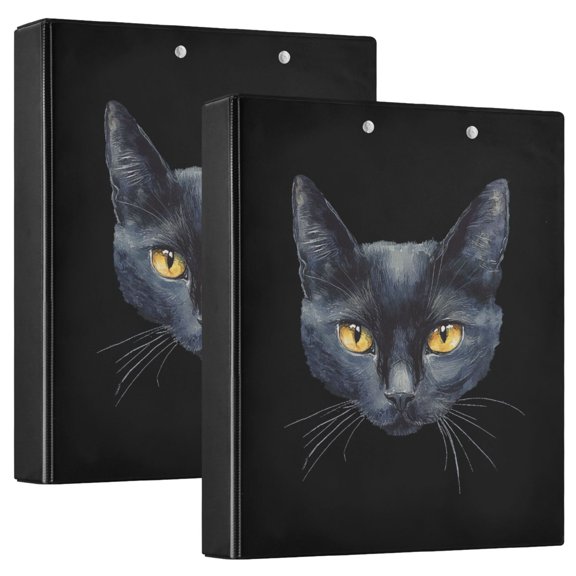 joogoo Art Cat Hardcover 3 Ring Binder 1.5" Round Rings Interior Pockets Binders Organizer 2 Pack