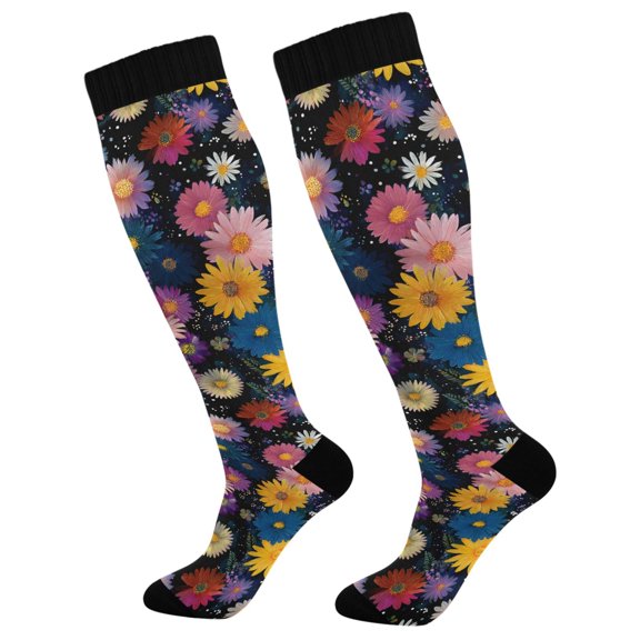 joogoo Art Daisy Floral Socks Women Men Knee High Sock
