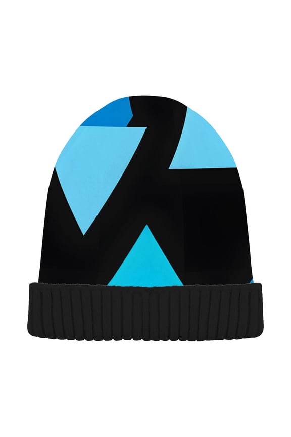 Art Geometric Triangle and Line Beanie Hats Men Women Cuffed Skull Cap Winter Warm Knit Thick Beanies