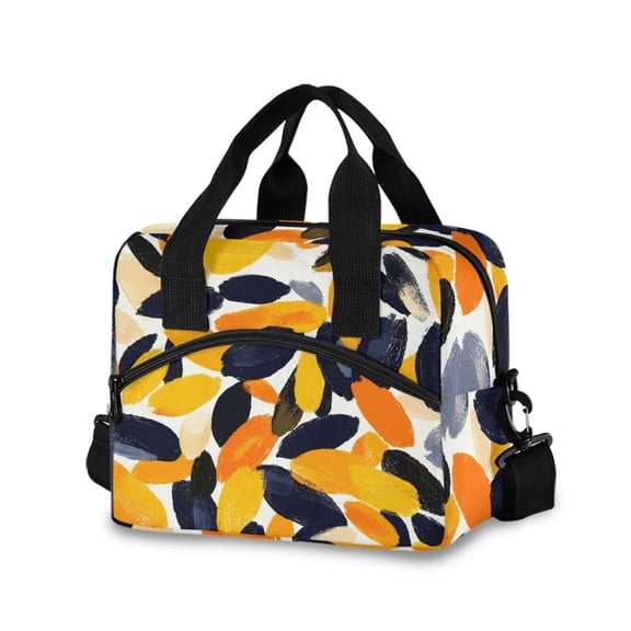 joogoo Art Leaf Pattern Insulated Lunch Bags Reusable Cooler Box with Shoulder Strap