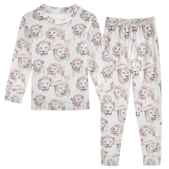 joogoo Art Lions 2 Piece Long Sleeve Tee and Pants Cotton Pajama Set 4T