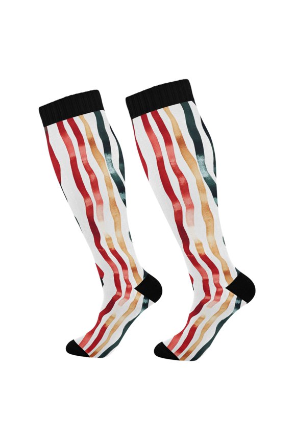Art Stripes Socks Women Men Knee High Sock