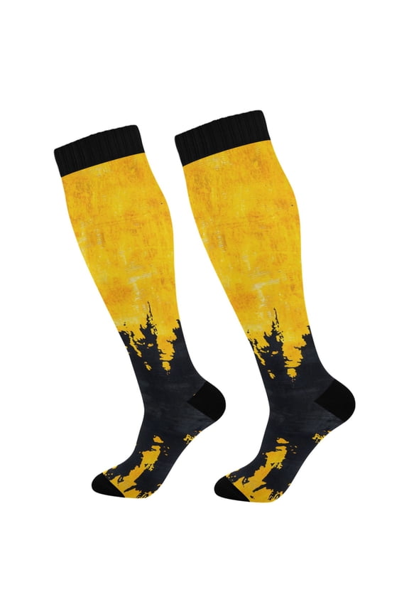 Art Tie Dye Black Socks Women Men Knee High Sock