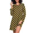thumbnail image 1 of joogoo Art Yellow Checkered Grid Pattern Women's Long Sleeve Nightgown Sleepwear XXL, 1 of 8