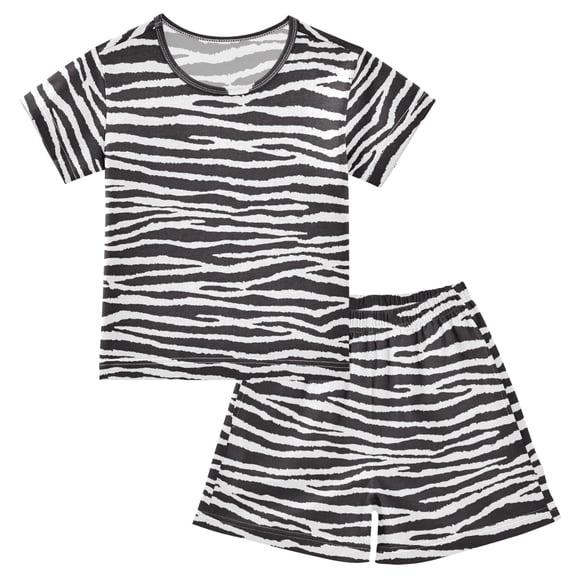joogoo Art Zebras Pattern Pajama Sets Short Sleeve Cotton 2-Piece Sleepwear 5Y
