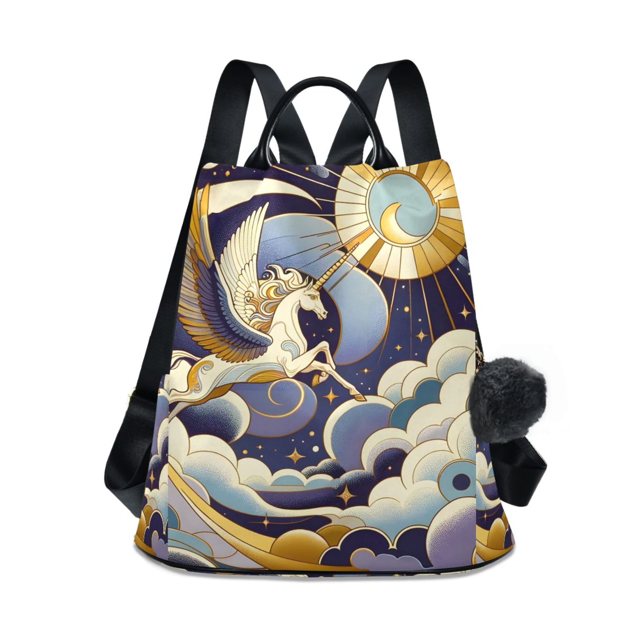 Anti Theft Laptop Backpack Boho Hand Holding Crescent Moon 