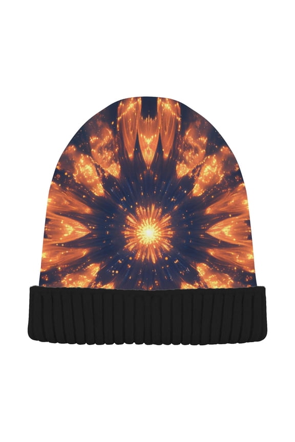 Artistic Fireworks Beanie Hats Men Women Cuffed Skull Cap Winter Warm Knit Thick Beanies