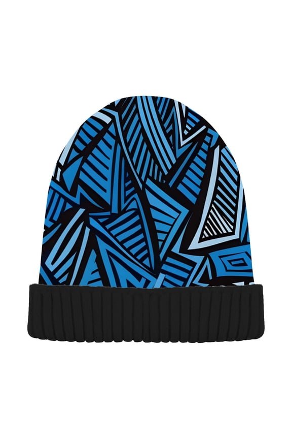 Artistic Triangle Geometrical Beanie Hats Men Women Cuffed Skull Cap Winter Warm Knit Thick Beanies