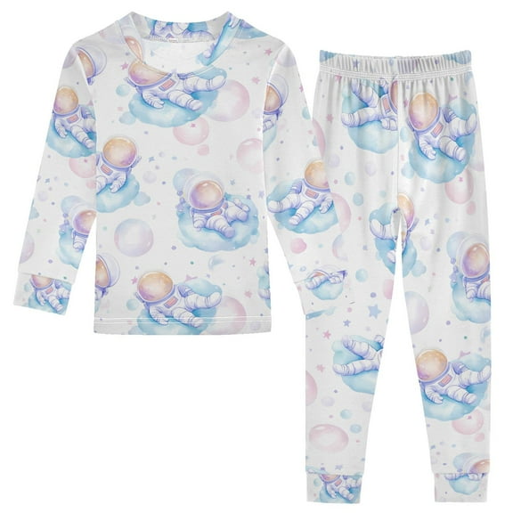 joogoo Astronaut Bubbles Pajamas Set Long Sleeve Soft Cotton Sleepwear 2 Piece 18M