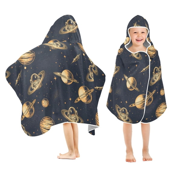 joogoo Astronaut Planet Space Kids Hooded Beach Towel Baby Bath Towel 23.5"x50"