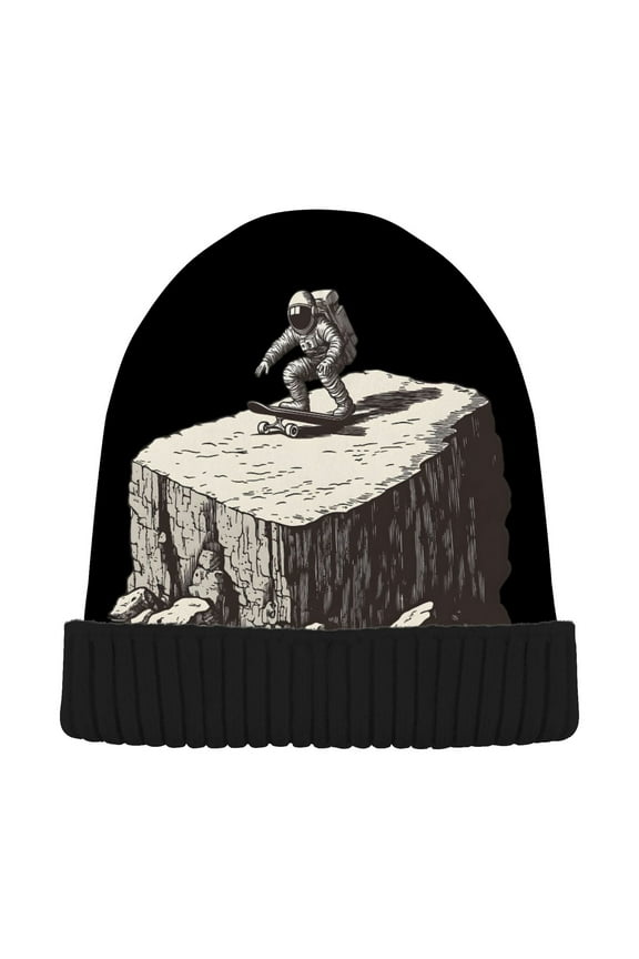 Astronaut Skating Beanie Hats Men Women Cuffed Skull Cap Winter Warm Knit Thick Beanies
