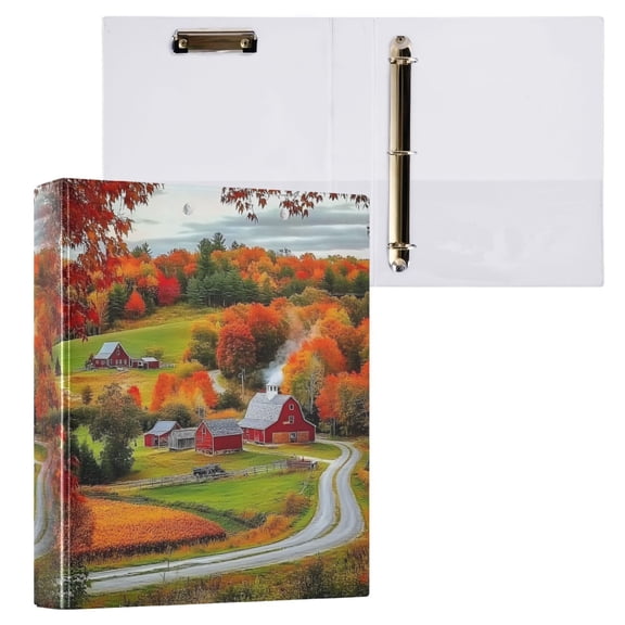 joogoo Autumn England Farmhouse Hardcover 3 Ring Binder 1.5" Round Rings Interior Pockets Binders Organizer 1 Pack