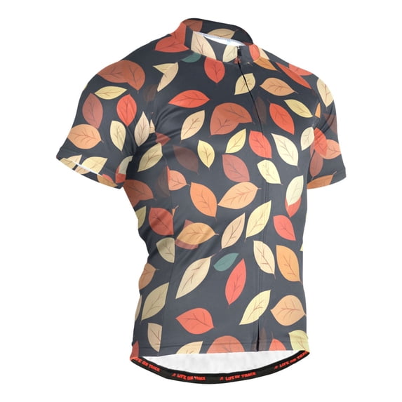 joogoo Autumn Fall Leaf Pattern Men's Cycling Jerseys Mountain Bike Short Sleeve Tops 3XL