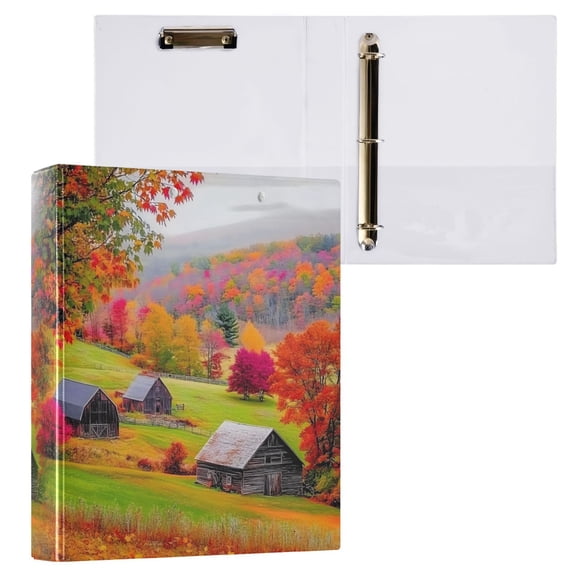 joogoo Autumn Scene Hardcover 3 Ring Binder 1.5" Round Rings Interior Pockets Binders Organizer 1 Pack