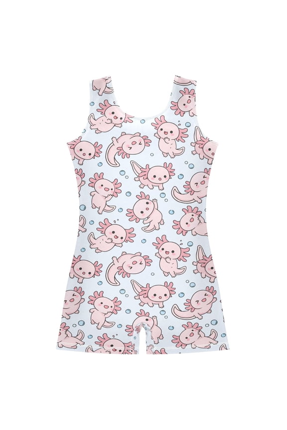 Axolotl Dancing Pattern Girls Leotards Gymnastics Tumbling Outfit Biketard Unitard 5-6Years