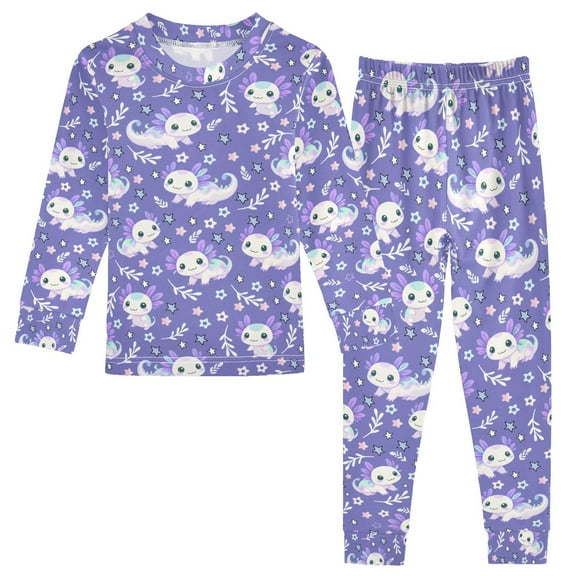 joogoo Axolotl Galaxy 2 Piece Long Sleeve Tee and Pants Cotton Pajama Set 8Y
