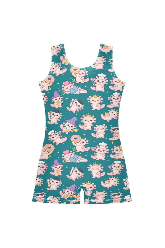 Axolotl Lifestyle Pattern Girls Leotards Gymnastics Tumbling Outfit Biketard Unitard 2-3Years