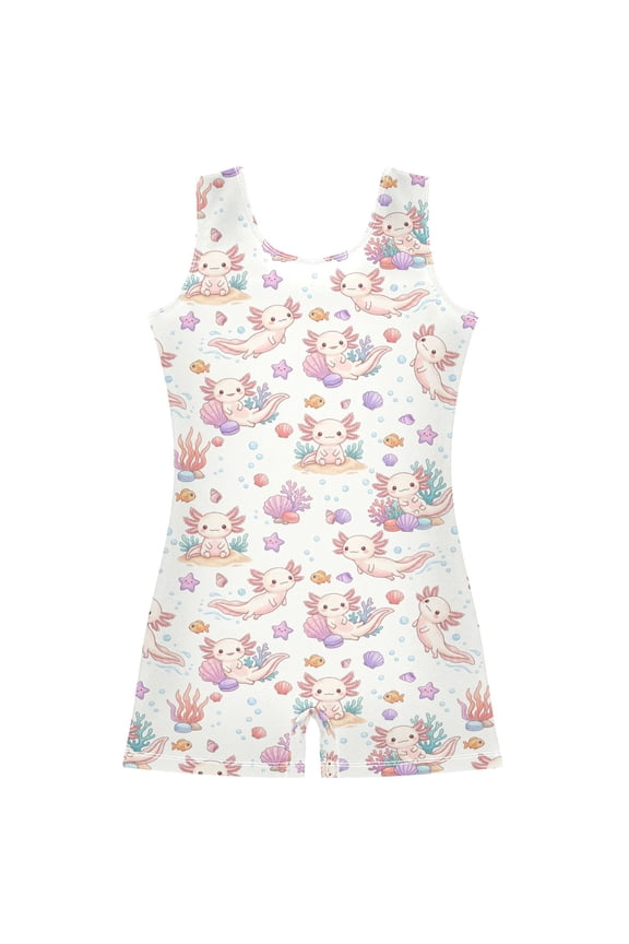 Axolotl Sea Lifestyle Pattern Girls Leotards Gymnastics Tumbling Outfit Biketard Unitard 3-4Years