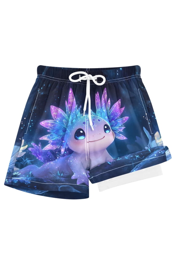 Axolotl at Night Boys Swim Trunks Beach Swimsuit Shorts Boxer 5-6T