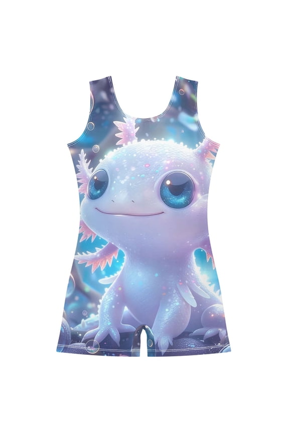Axolotl under Sea Pattern Girls Leotards Gymnastics Tumbling Outfit Biketard Unitard 3-4Years