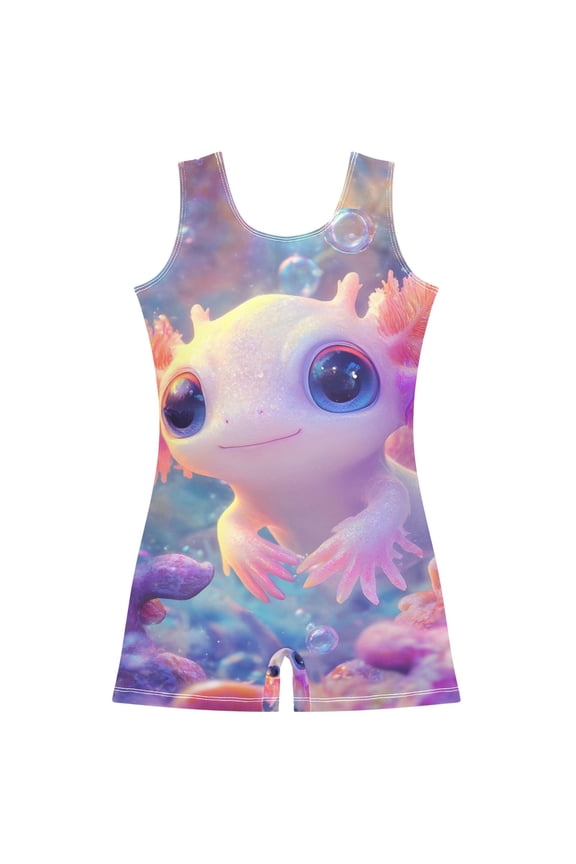 Axolotl under Sea Pattern Girls Leotards Gymnastics Tumbling Outfit Biketard Unitard 7-8Years